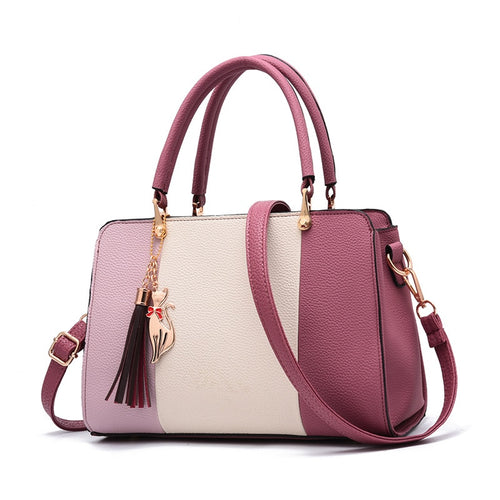 Luxury Women Hit Color PU Leather Handbag