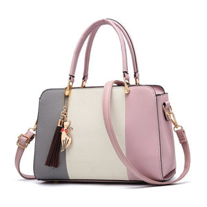 Luxury Women Hit Color PU Leather Handbag