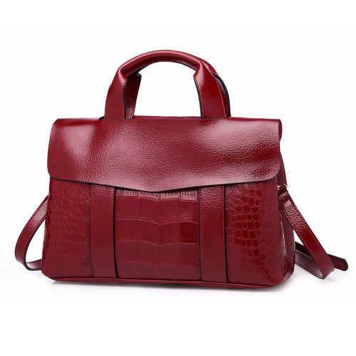 Double Layer Waxy PU Leather Women Handbag