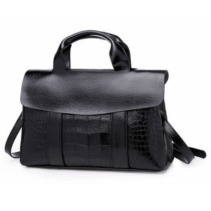 Double Layer Waxy PU Leather Women Handbag