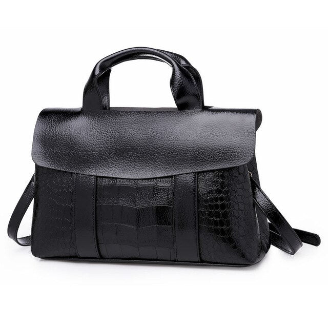 Double Layer Waxy PU Leather Women Handbag