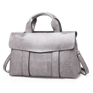 Double Layer Waxy PU Leather Women Handbag