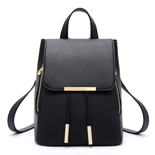 New Women Backpack PU Leather Small School Bagpack